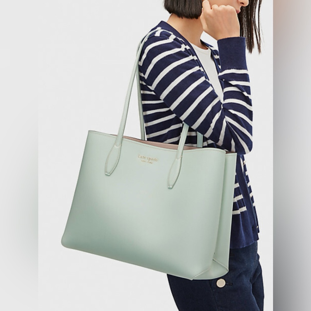 Kate Spade New York All Day Large Tote Bag with Wristlet Pouch in Crystal Blue - Picture 15 of 16